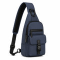 Borsa a tracolla 18 x 8 x 32 cm in tessuto sintetico blu navy con tasche per uso quotidiano