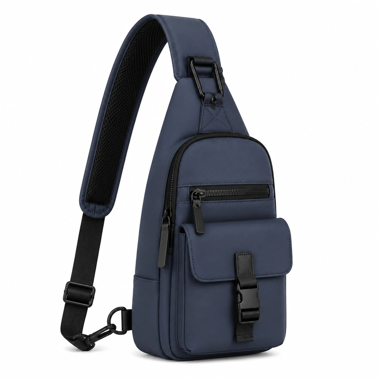 Borsa a tracolla 18 x 8 x 32 cm in tessuto sintetico blu navy con tasche per uso quotidiano