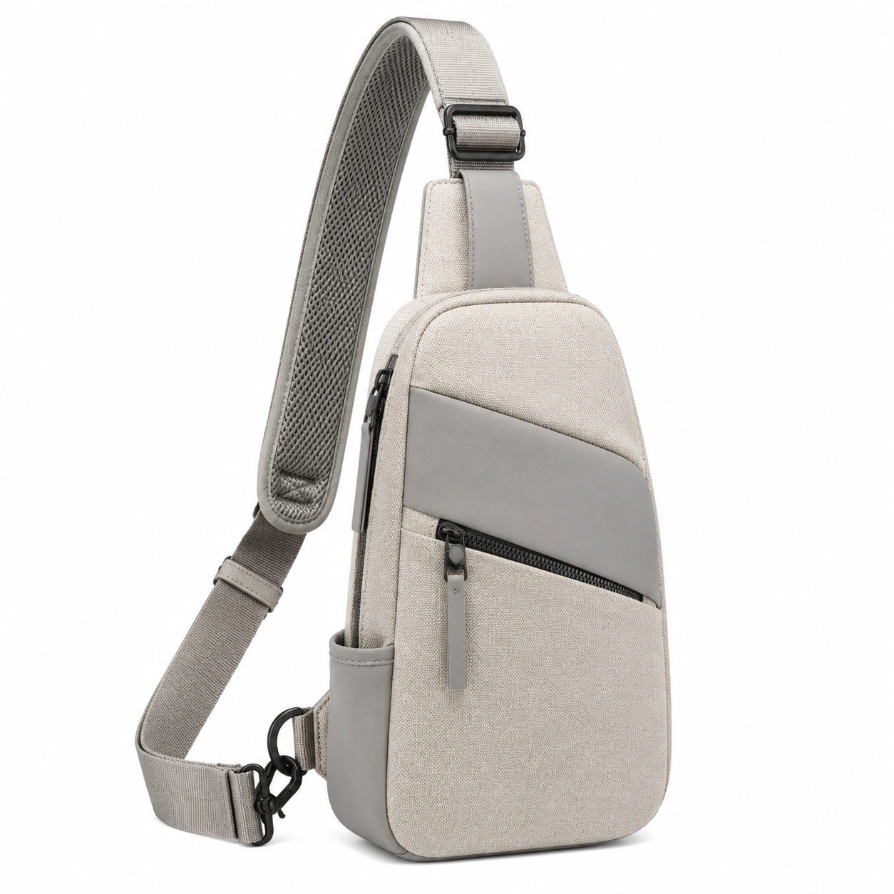 Borsa a tracolla 18x8x31 cm in tessuto grigio con tasche e tracolla regolabile