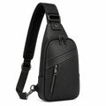Borsa a tracolla 18 x 8 x 31 cm in similpelle nera con tasche zip stile casual