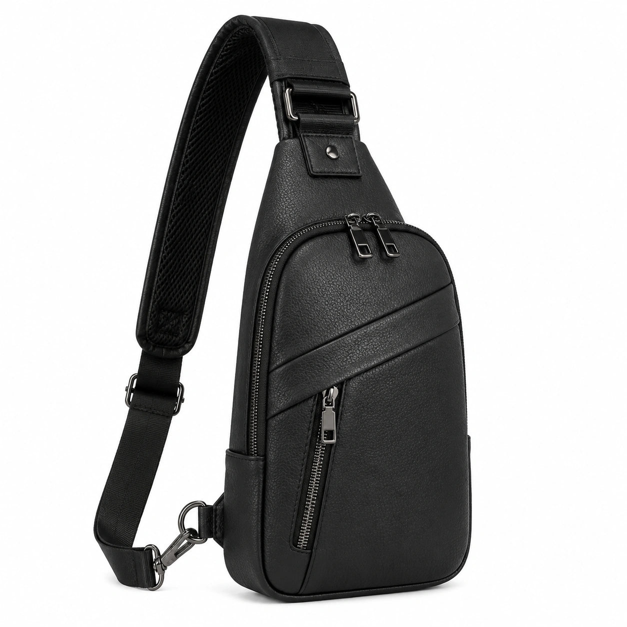 Borsa a tracolla 18 x 8 x 31 cm in similpelle nera con tasche zip stile casual