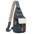 Borsa monospalla 19 x 9 x 34 cm in similpelle blu con tasche multifunzione