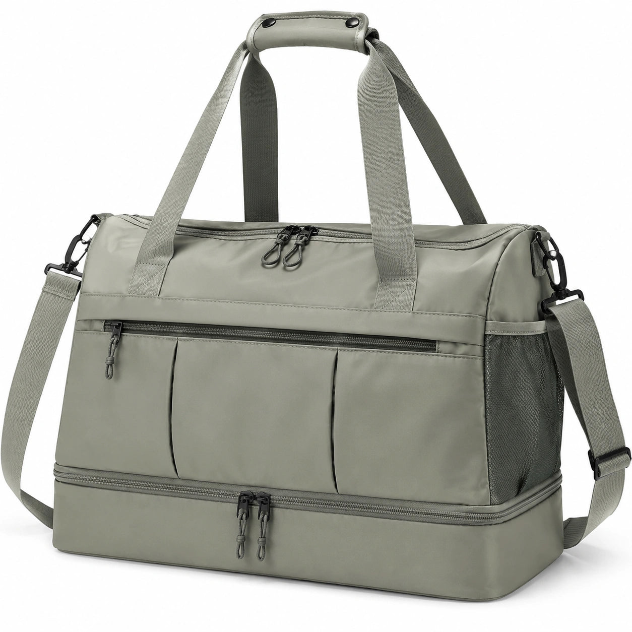 Borsa da viaggio 45 x 25 x 30 cm in tessuto sintetico verde oliva con scomparto scarpe