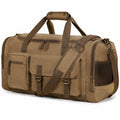 Borsone da viaggio 50x25x30 cm in tessuto marrone con tracolla e tasche multiple