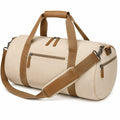 Borsone da viaggio 50 x 25 x 25 cm in tela beige e marrone con tracolla regolabile