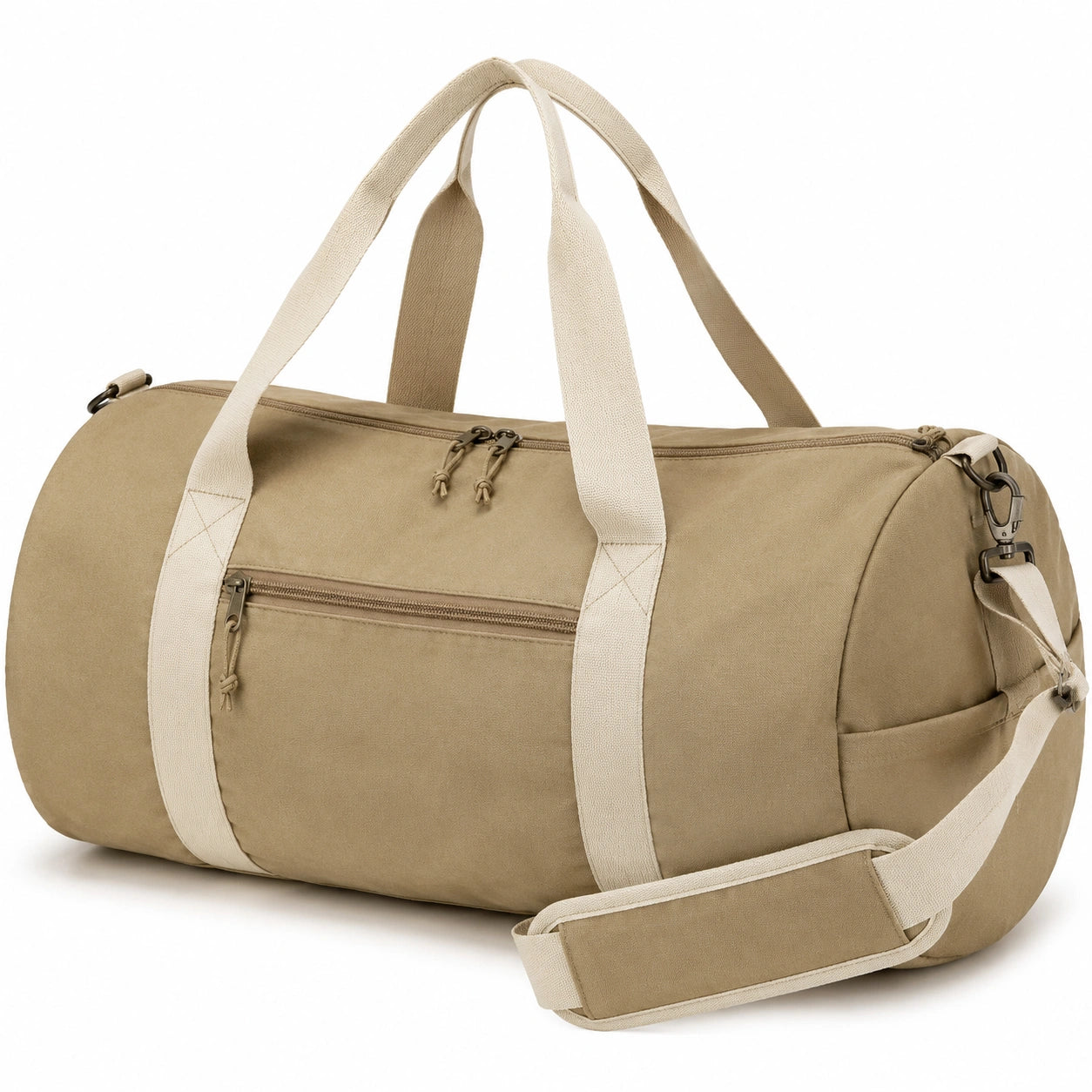 Borsone da viaggio 50 x 25 x 28 cm in tessuto beige con tracolla regolabile