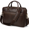 Borsa portadocumenti 40 x 10 x 30 cm in similpelle marrone con tracolla removibile