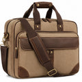 Borsa da viaggio 45 cm in tessuto beige e inserti marroni stile vintage con tracolla regolabile