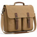 Borsa a tracolla 40 x 12 x 30 cm in tela beige con dettagli marroni stile messenger