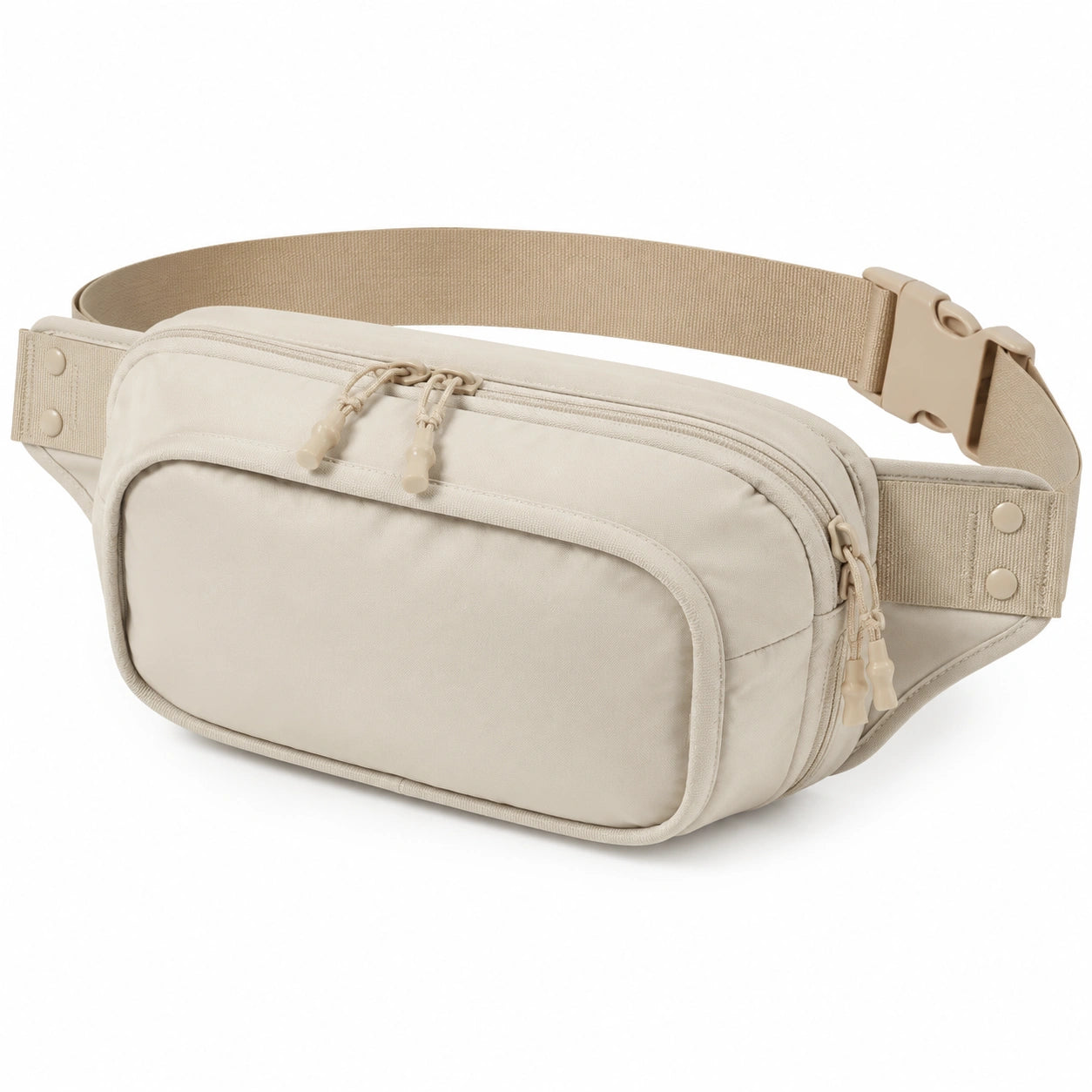 Marsupio 25 x 7 x 15 cm in tessuto sintetico beige - cintura regolabile con tasche multiple