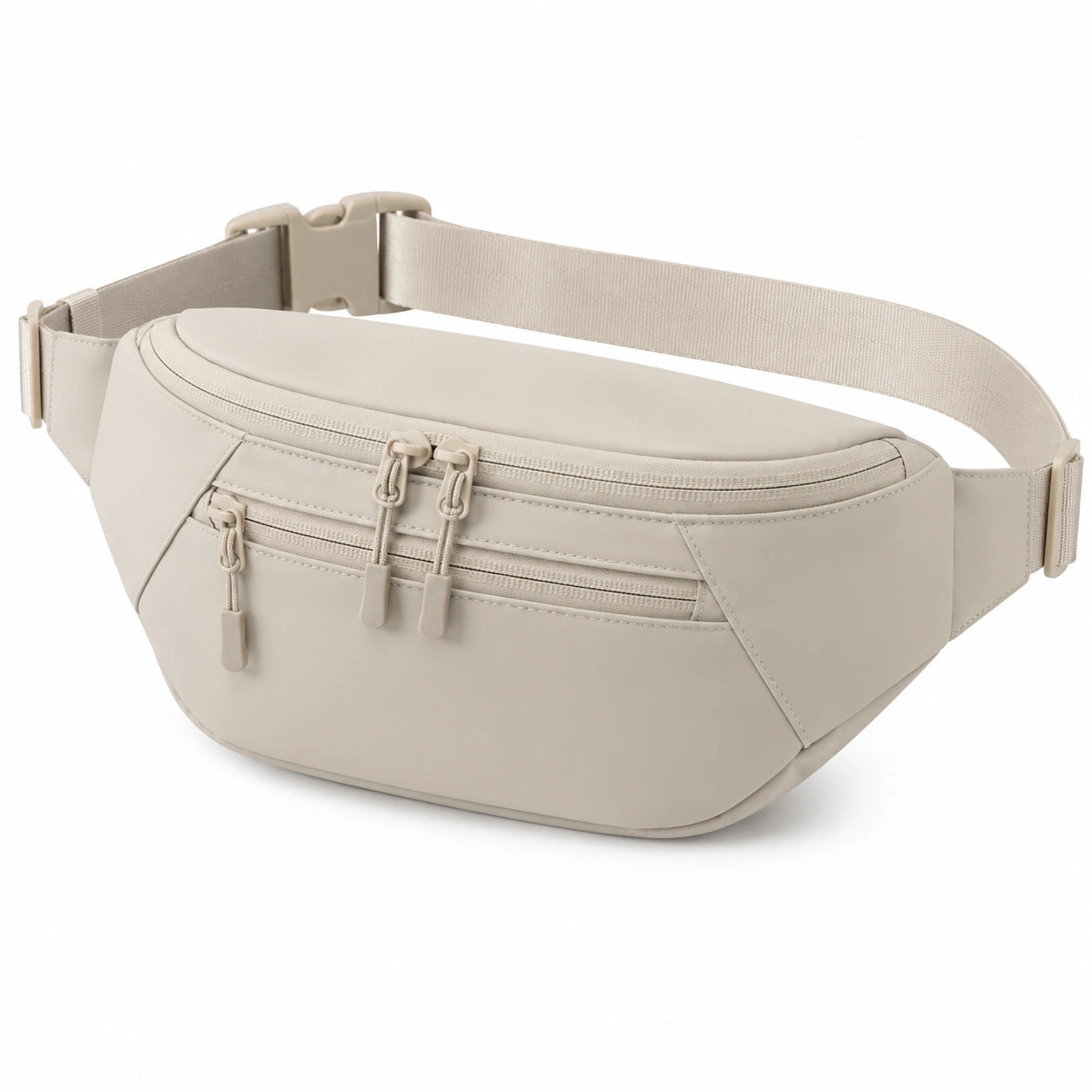 Marsupio 32 x 8 x 16 cm in similpelle beige con cintura regolabile e tasche con zip