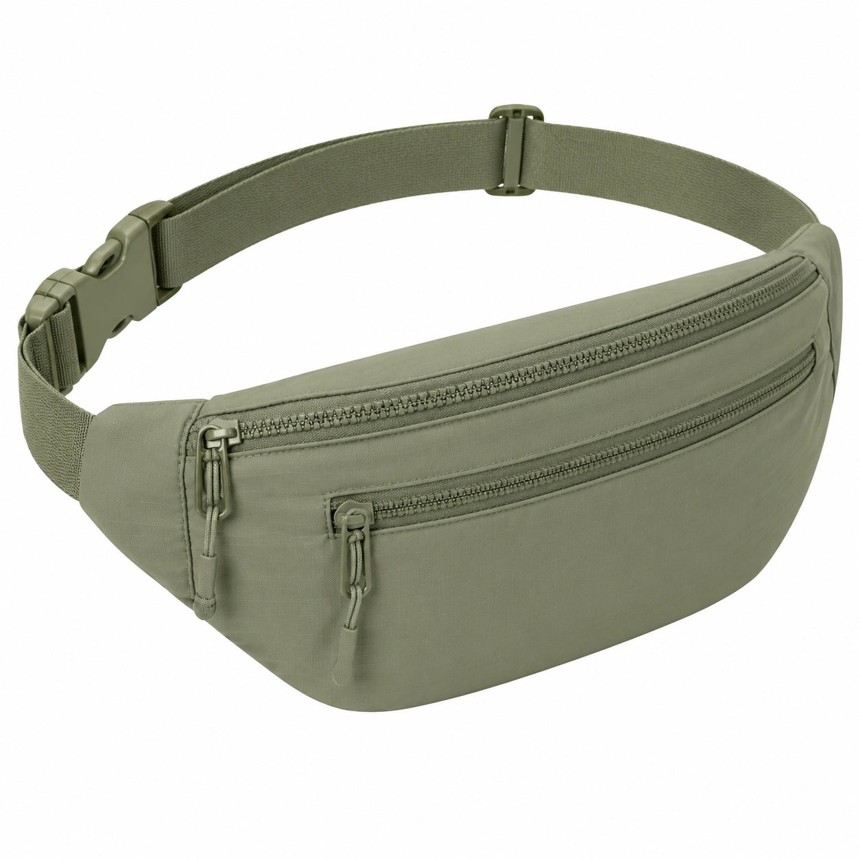 Marsupio 32 x 7 x 15 cm in tessuto verde oliva con tasche zip stile urbano
