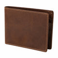 Portafoglio bifold 11.5 x 9.5 cm marrone effetto pelle unisex stile classico