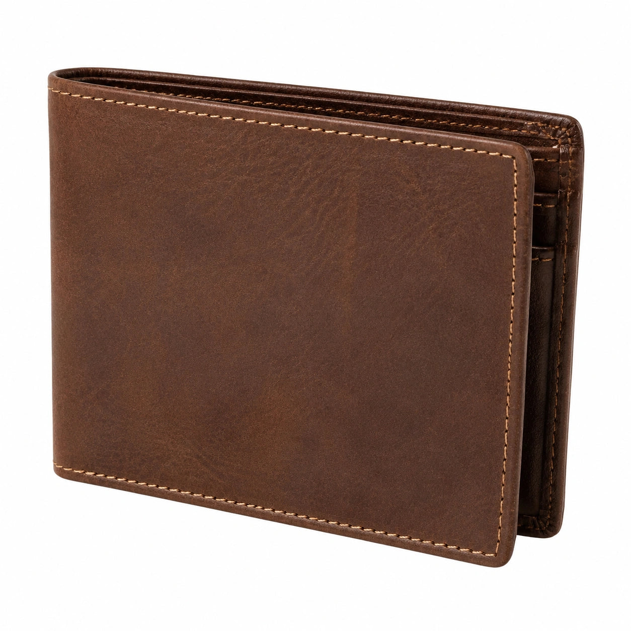 Portafoglio bifold 11.5 x 9.5 cm marrone effetto pelle unisex stile classico