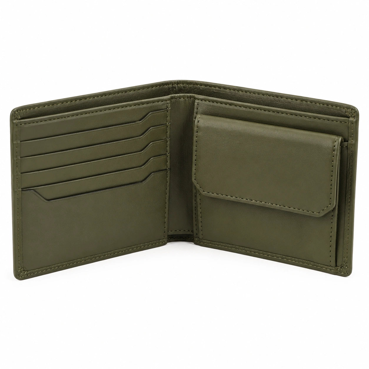 Portafoglio pieghevole 11 x 9 cm in materiale sintetico verde oliva - portacarte compatto