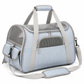 Borsa trasportino per animali 45 x 28 x 30 cm in tessuto azzurro con rete traspirante e tracolla