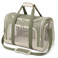 Borsa trasportino per animali 45 x 28 x 30 cm in similpelle verde con pannelli in rete e tracolla