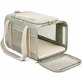Trasportino per animali 45 x 28 x 28 cm in tessuto verde salvia con rete traspirante e tracolla