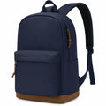 Zaino 30 x 15 x 42 cm in tessuto sintetico blu navy e marrone con tasche e spallacci regolabili