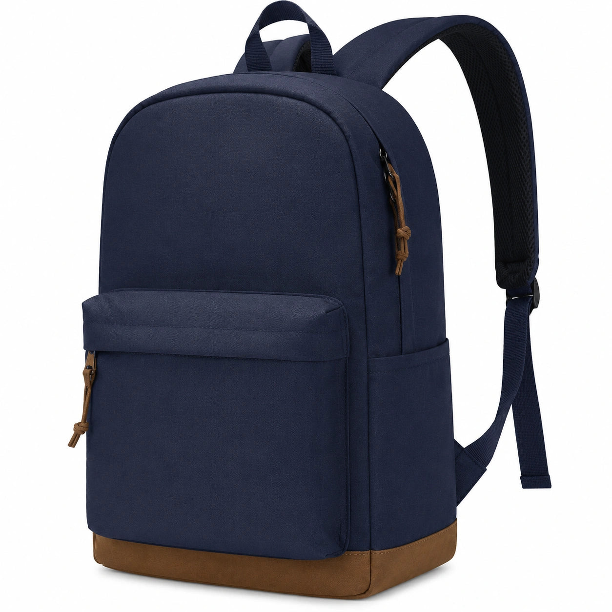 Zaino 30 x 15 x 42 cm in tessuto sintetico blu navy e marrone con tasche e spallacci regolabili