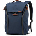 Zaino 30 x 18 x 48 cm in tessuto blu navy con dettagli marroni per lavoro e viaggio